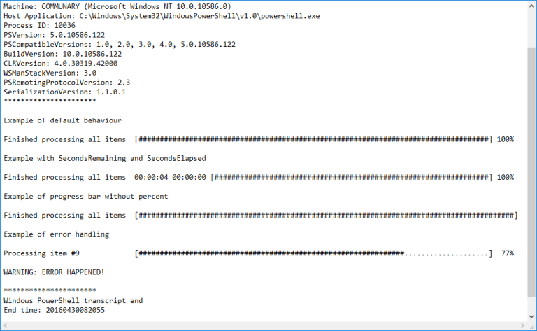 Inline Progress Bar in PowerShell – Communary